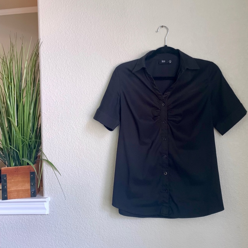 ICO Black Button Up Top